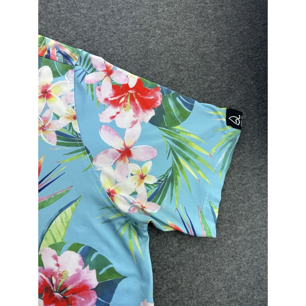 Deolax Golf Polo Shirt Mens‎ Sz XL Loud Tropical Plant Print Performance Stretch - Picture 7 of 16